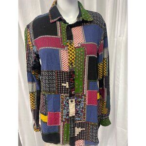 Luc Matton Women's Patchwork Blouse Long Sleeve Size S SKU 2194